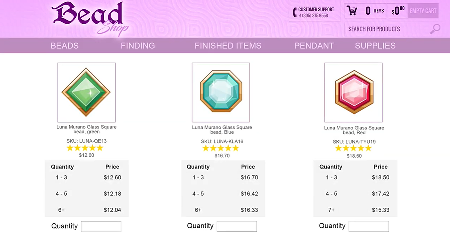 Bulk pricing on Bead Shop