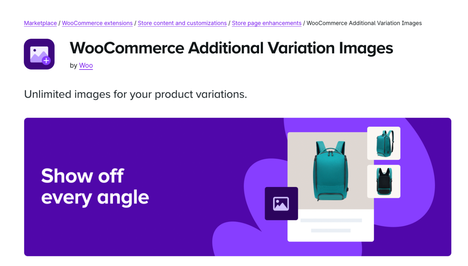 WooCommerce Additional Variation Images extension page