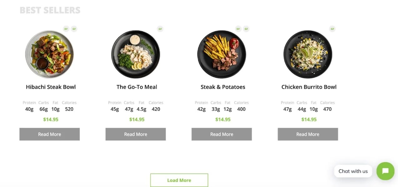 grid of best-selling food products