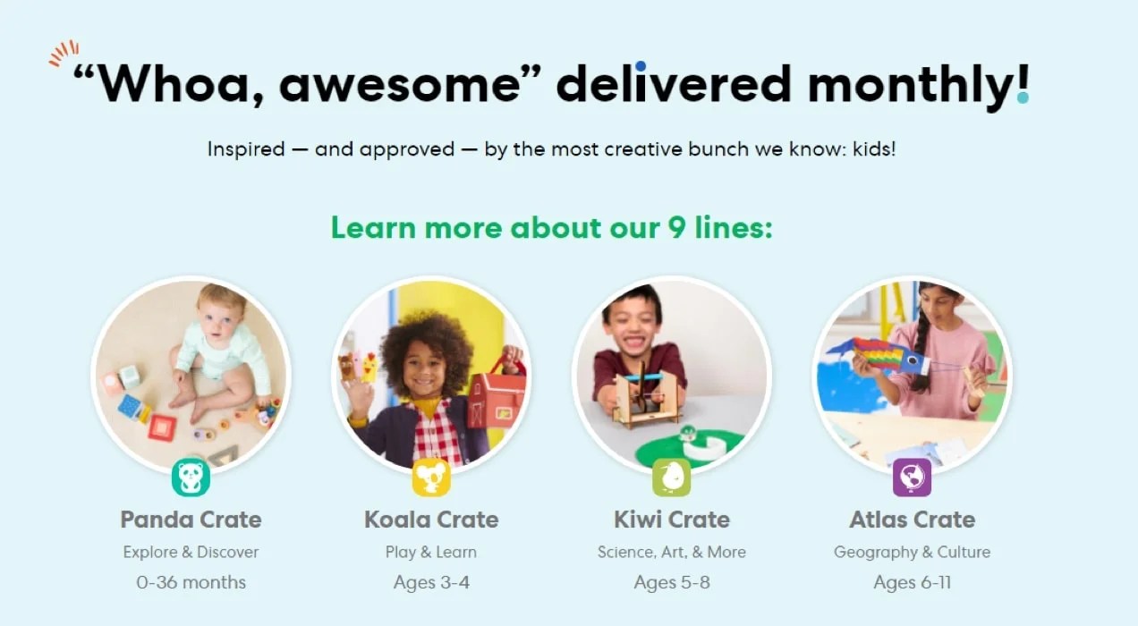 four subscription line options from KiwiCo