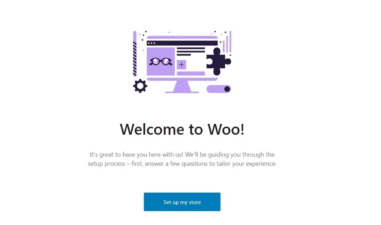 opening screen of the WooCommerce setup wizard