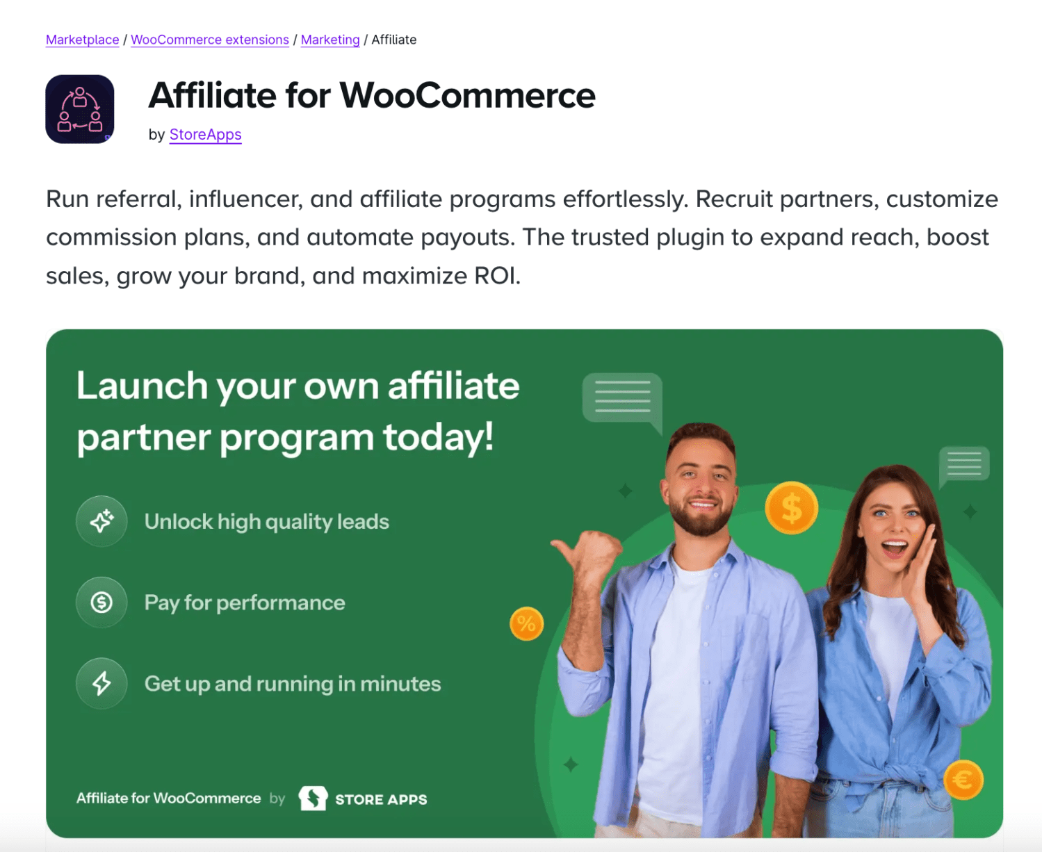 Affiliate for WooCommerce extension page