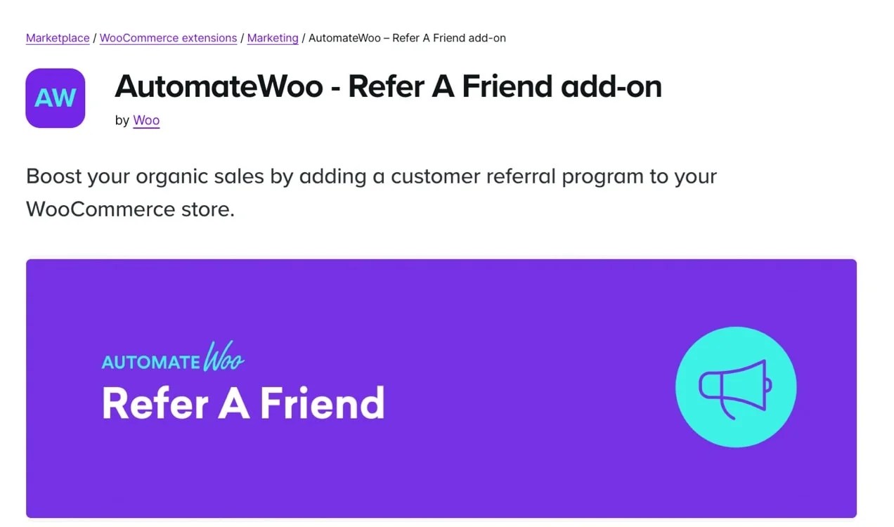 Refer a Friend add-on extension page