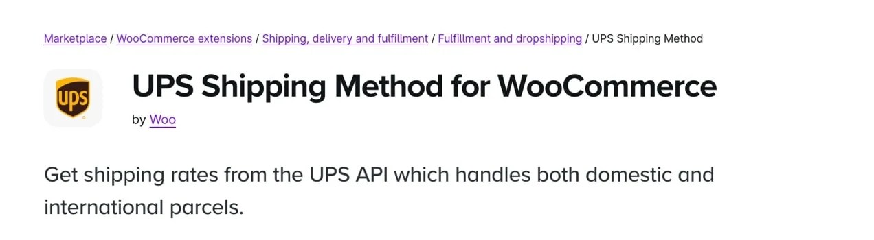 UPS Shipping Method extension page