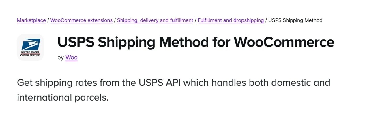 USPS Shipping Method extension page