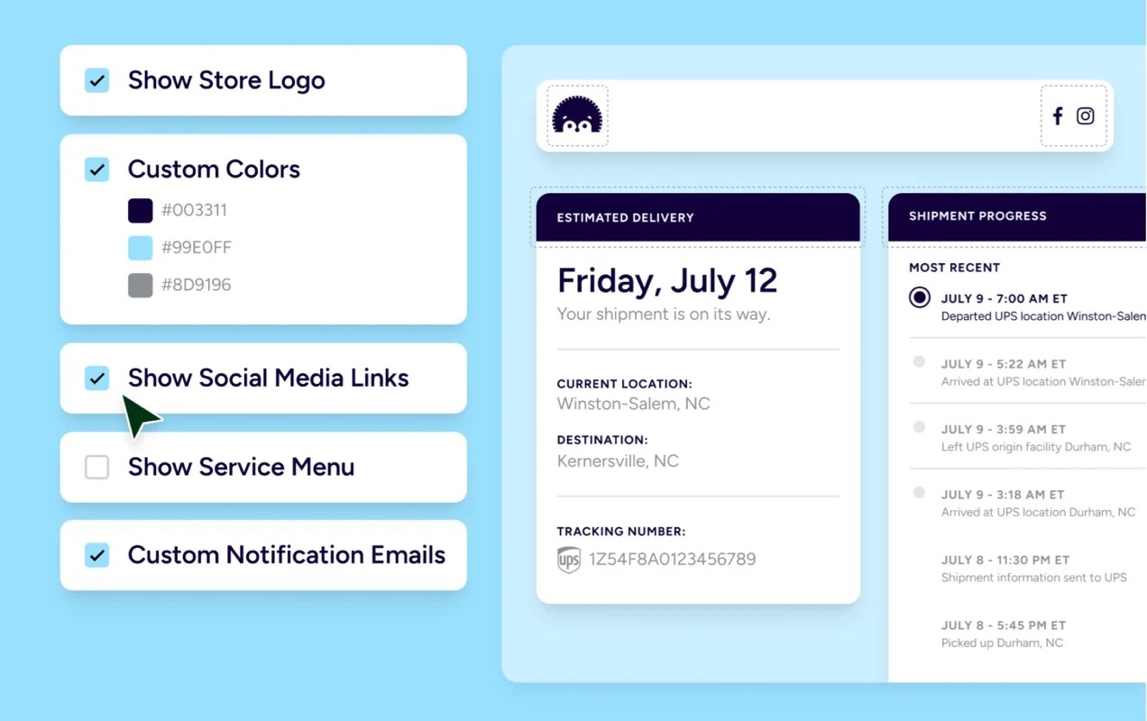 options to show store logo, add custom colors, and more